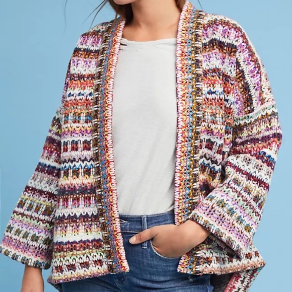 Lovely boho Anthropologie rainbow woven cardigan-jacket - by dRA Los Angeles - Picture 1 of 8